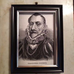 Pastiche B&W woodcut Image Christopher Columbus